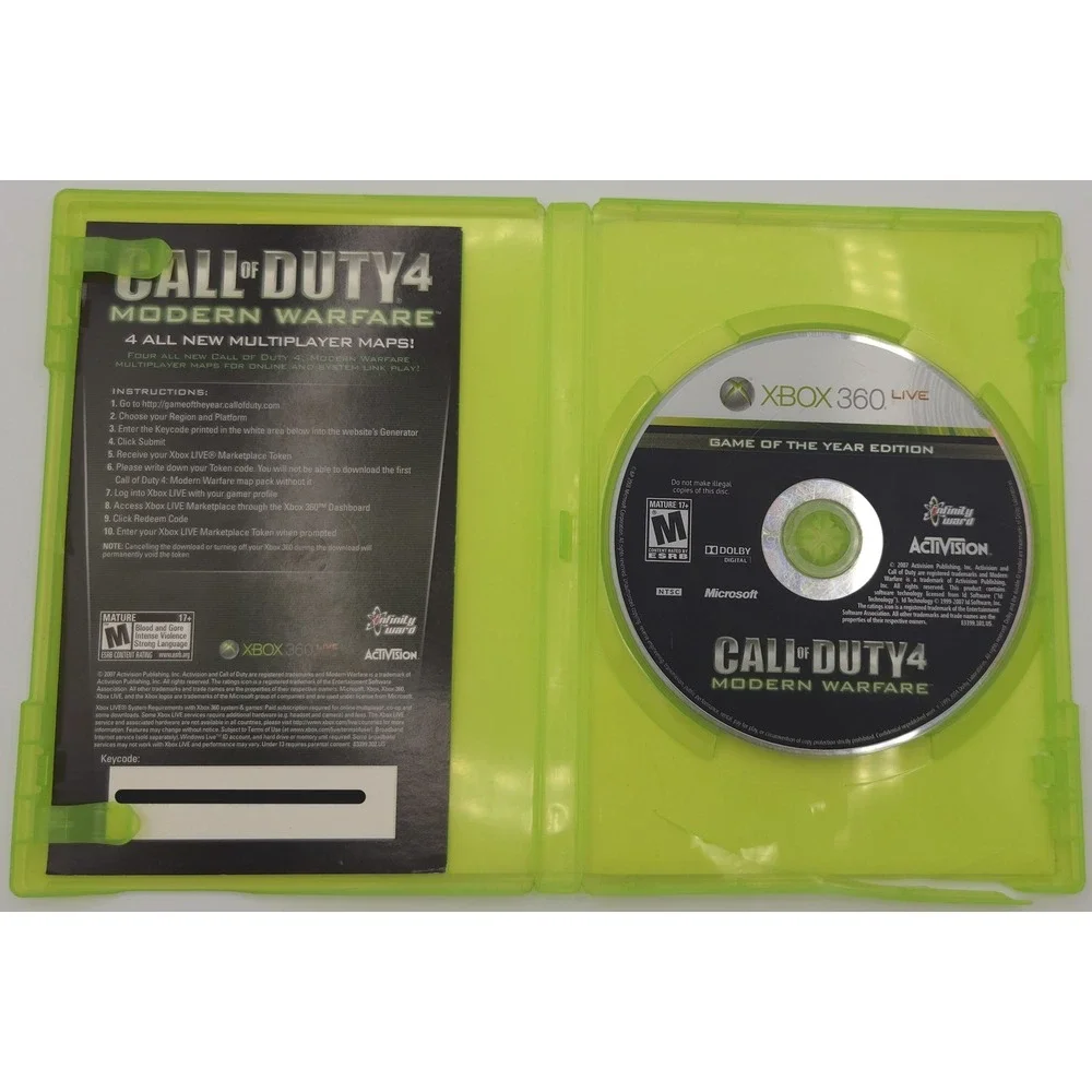 Call of Duty 4 Modern Warfare GOTY - Xbox 360 - Authentic w/ Insert - Tested